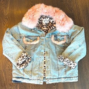 Fox FUR collar Jean Jacket Korean Fashion